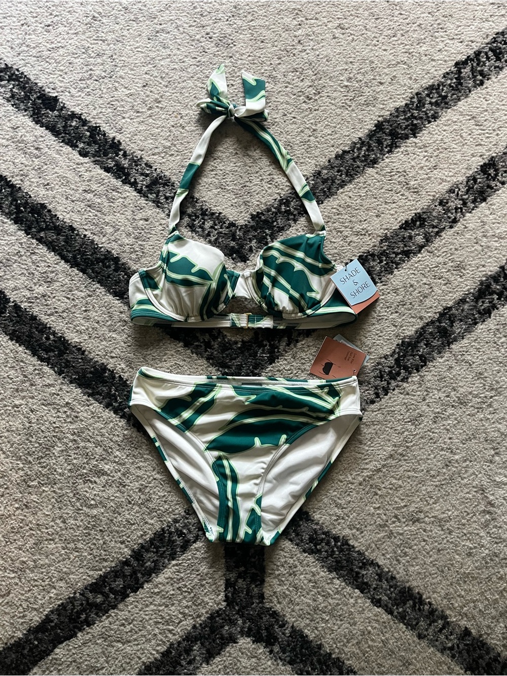 Target Green & White Striped Two-Piece Swim Set 34C/S